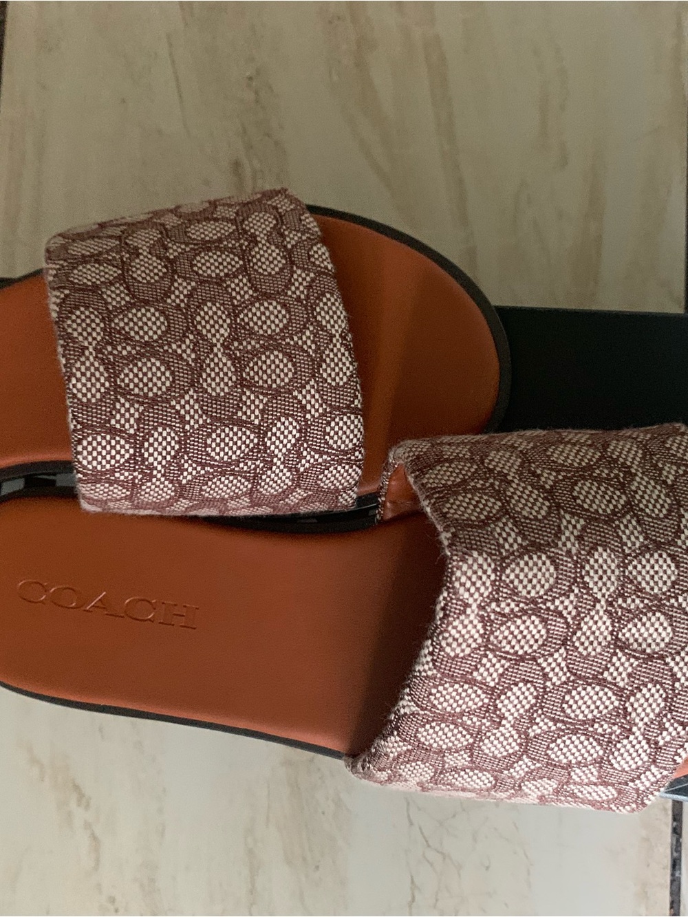 Coach holly mini signature Logo Slide Sandals 7.5